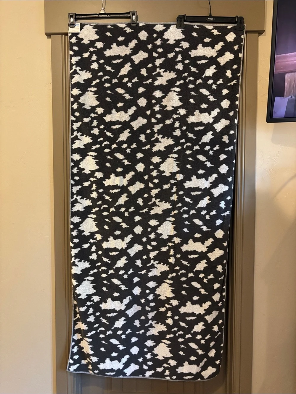 Vintage Black and White Cowhide pattern beach towel